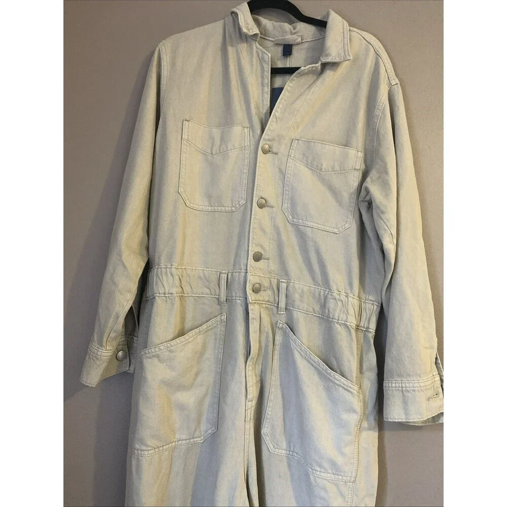 Women's Denim Baggy Jumpsuit - Universal Thread Ecru Size 14 NWT